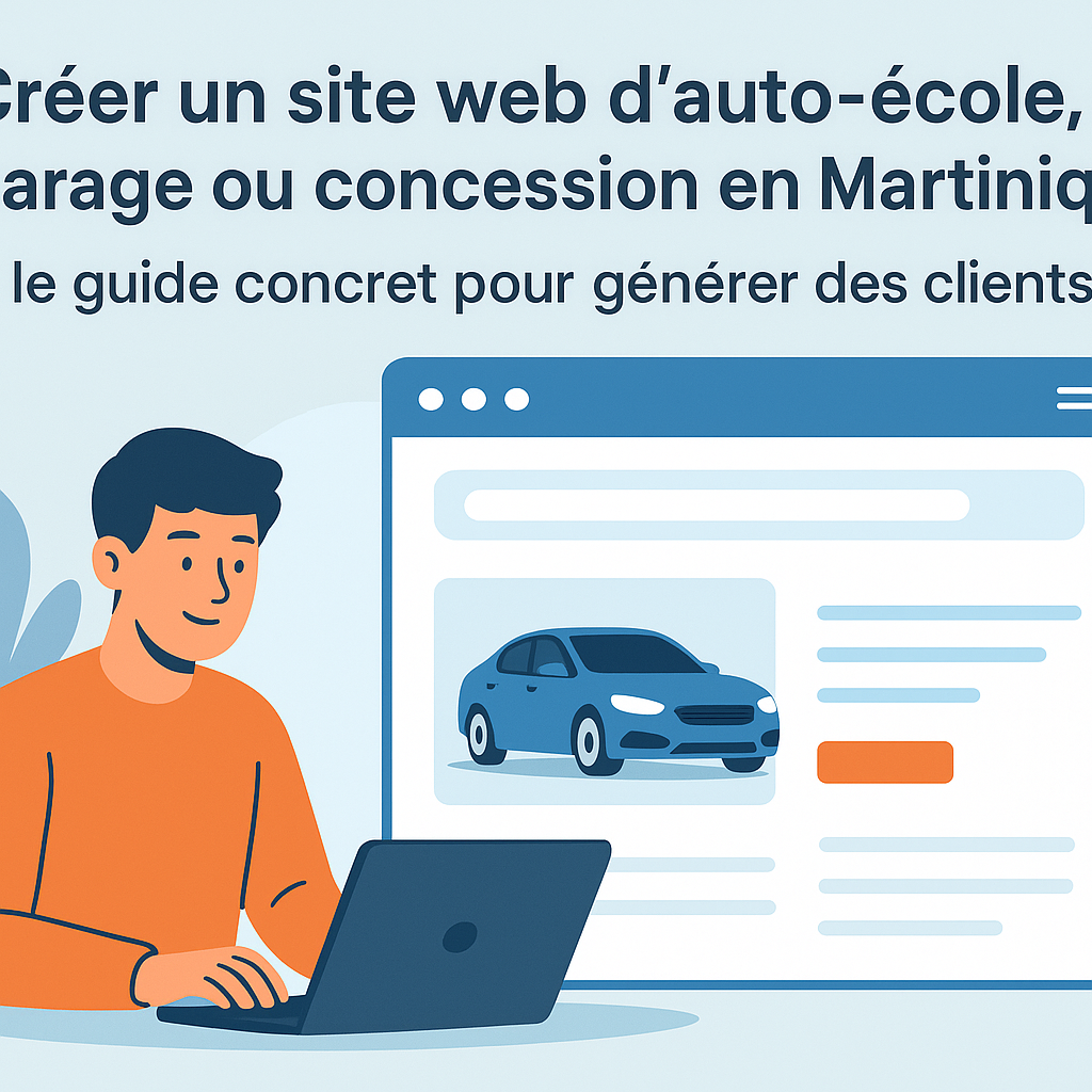 Créer un site web d’auto-école, garage ou concession en Martinique : le guide concret pour générer des clients